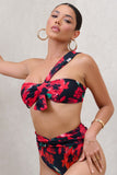 Bowline Multi Print One Shoulder Knotted Bikini Top