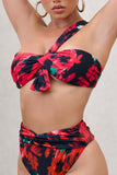 Bowline Multi Print One Shoulder Knotted Bikini Top