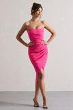Soulmate Hot Pink Bandeau Midi dress