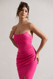 Soulmate Hot Pink Bandeau Midi dress