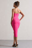 Soulmate Hot Pink Bandeau Midi dress