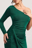 Now Strut Bottle Green Asymmetric Twisted Bodycon Mini Dress