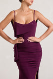 In Whispers Burgundy Split Maxi Dress