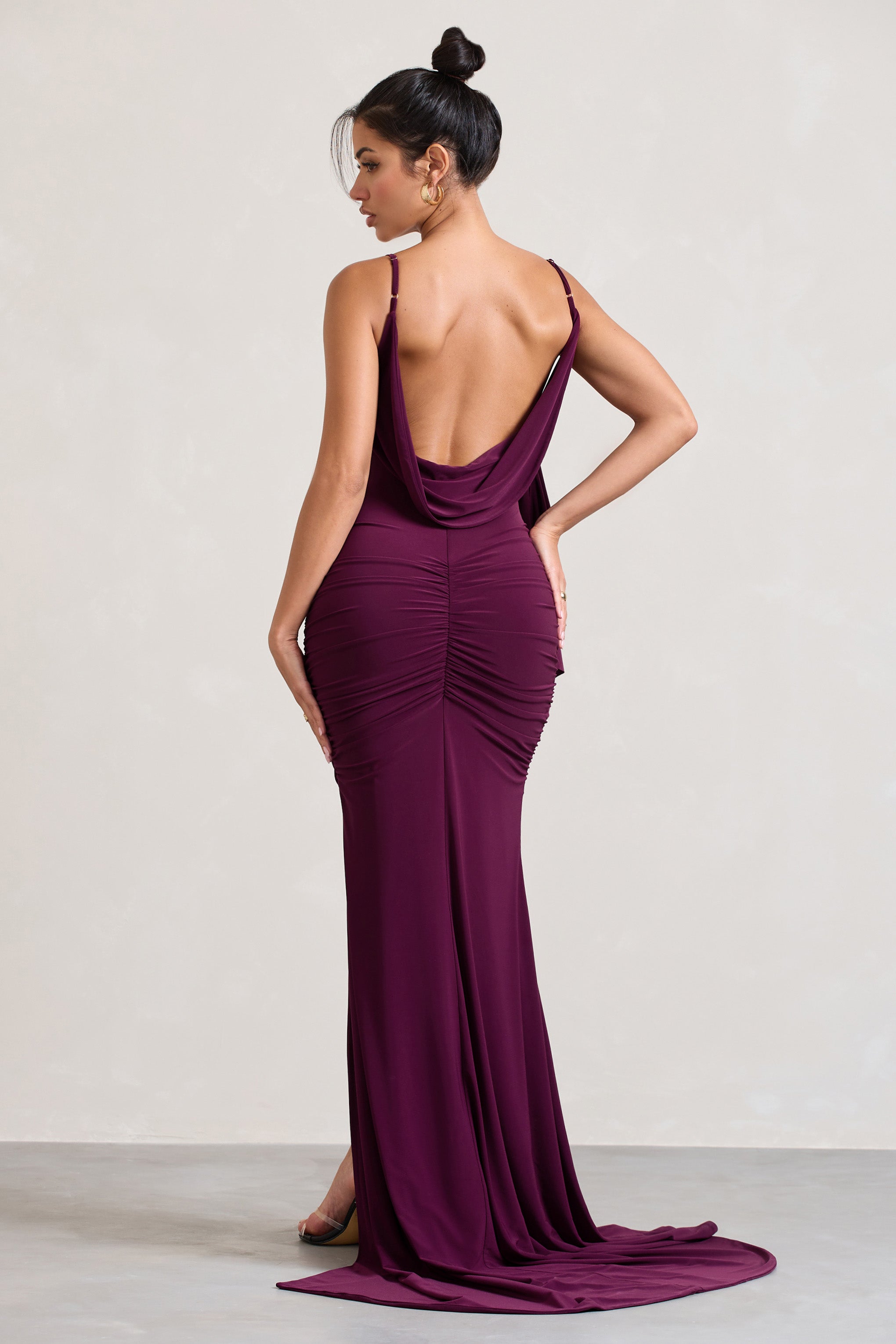 In Whispers Burgundy Split Maxi Dress