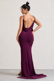 In Whispers Burgundy Split Maxi Dress