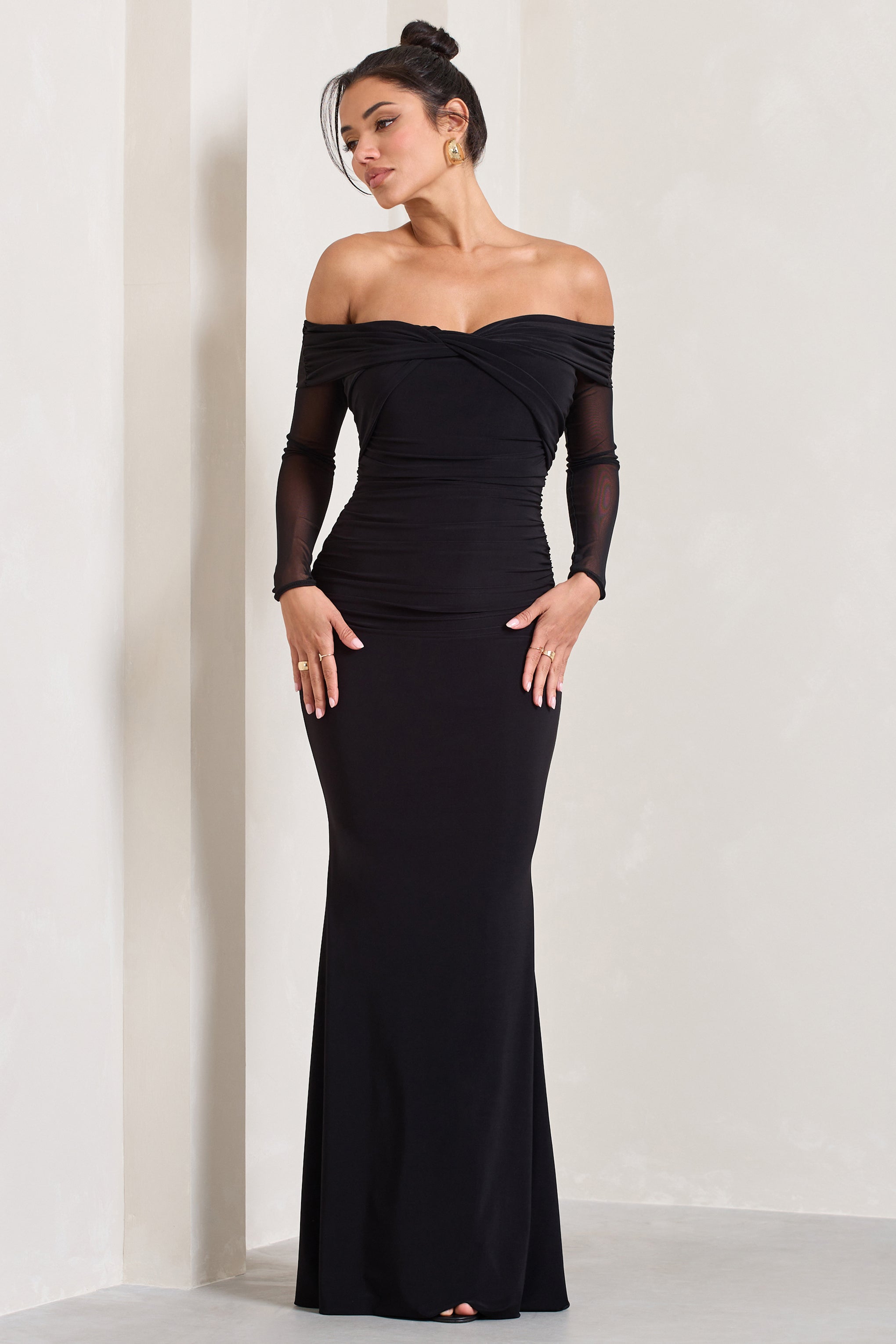 Alex Black Bardot Twist Maxi Dress