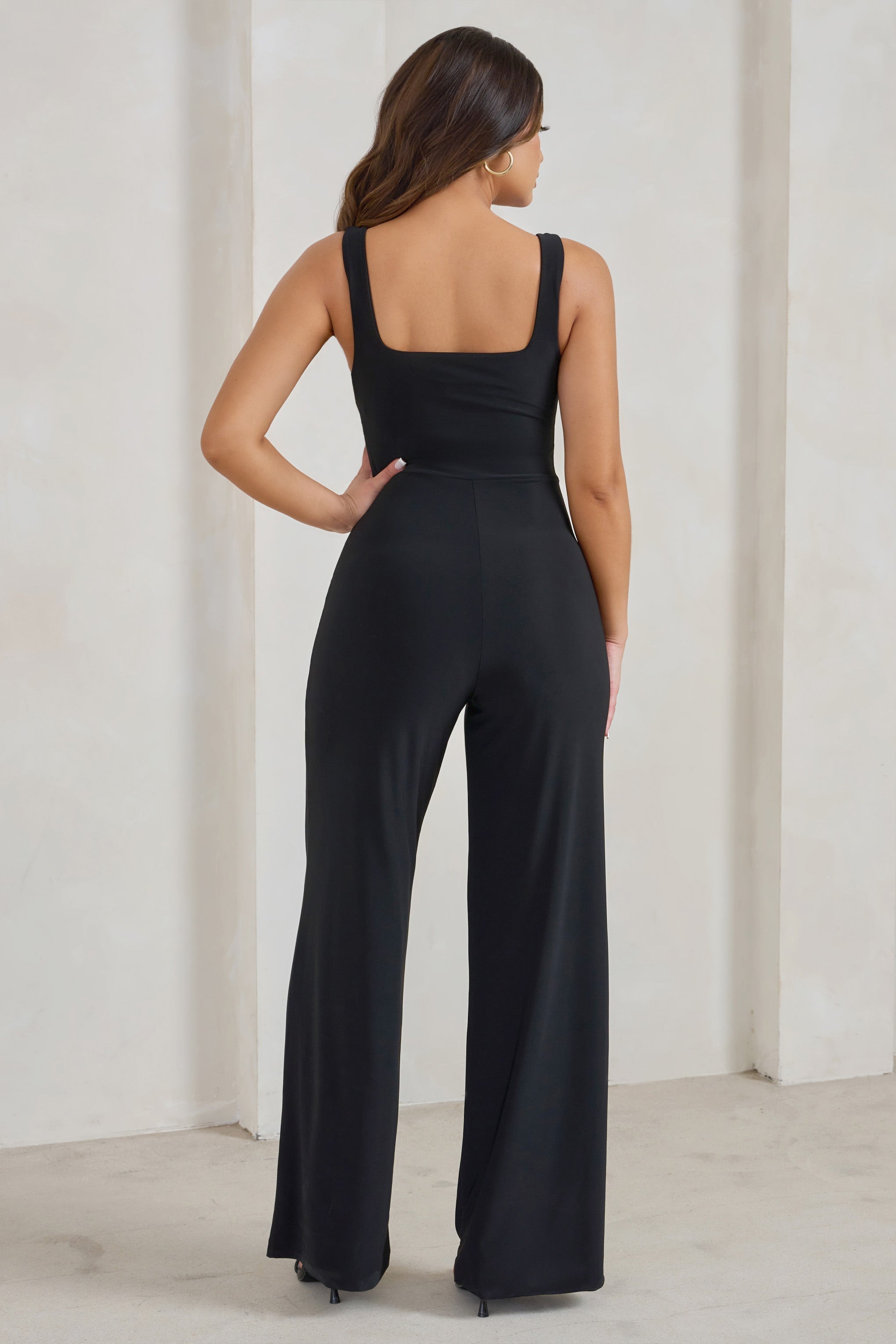 Toni Black Square Neck Sleeveless Jumpsuit