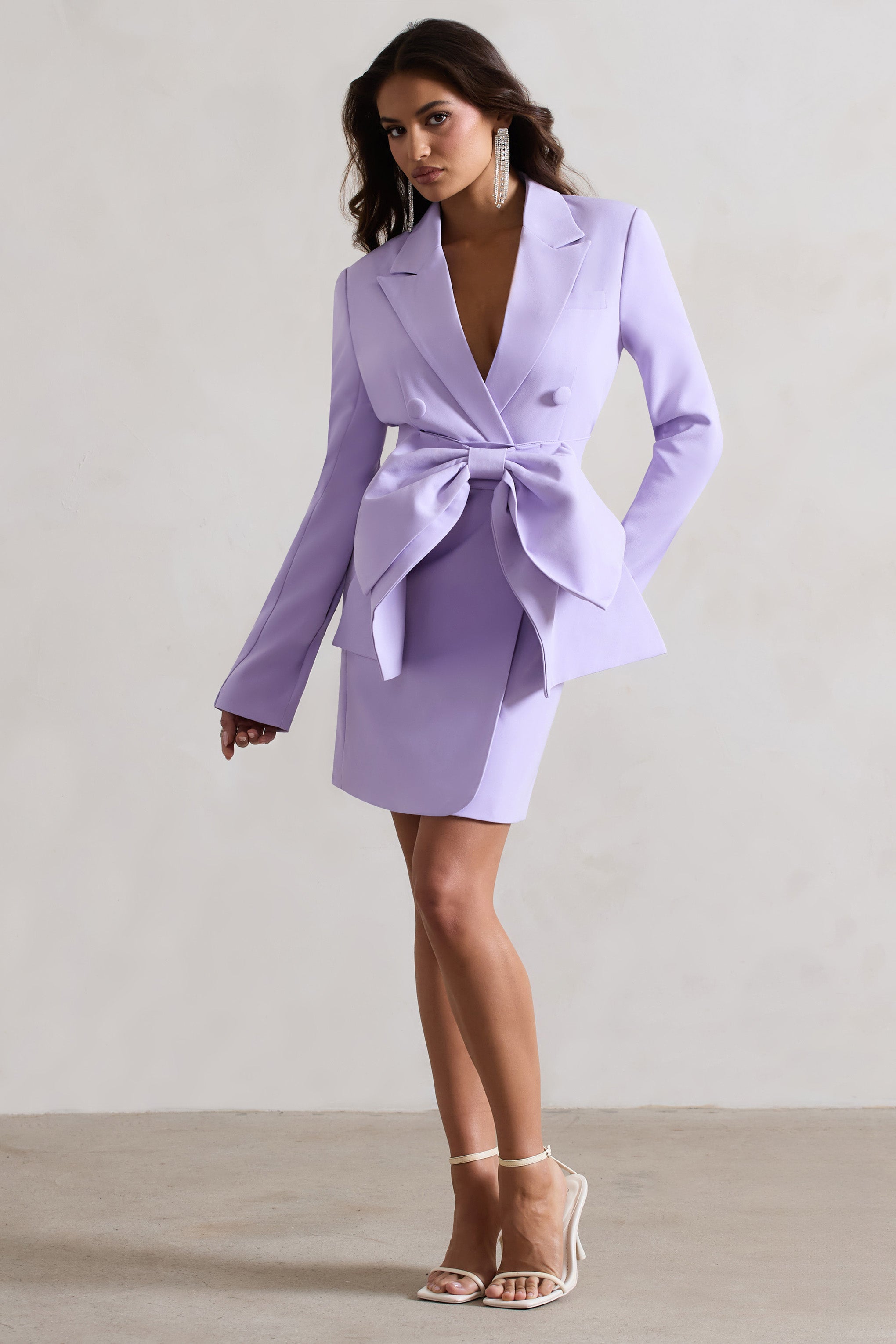 Prized Lilac Tailored Blazer Dress With Bow