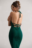 Maluma Bottle Green Halter-neck midi dress