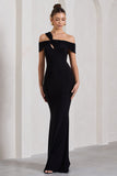Captivating Black Strappy Asymmetric Cut-Out Maxi Dress