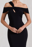 Captivating Black Strappy Asymmetric Cut-Out Maxi Dress