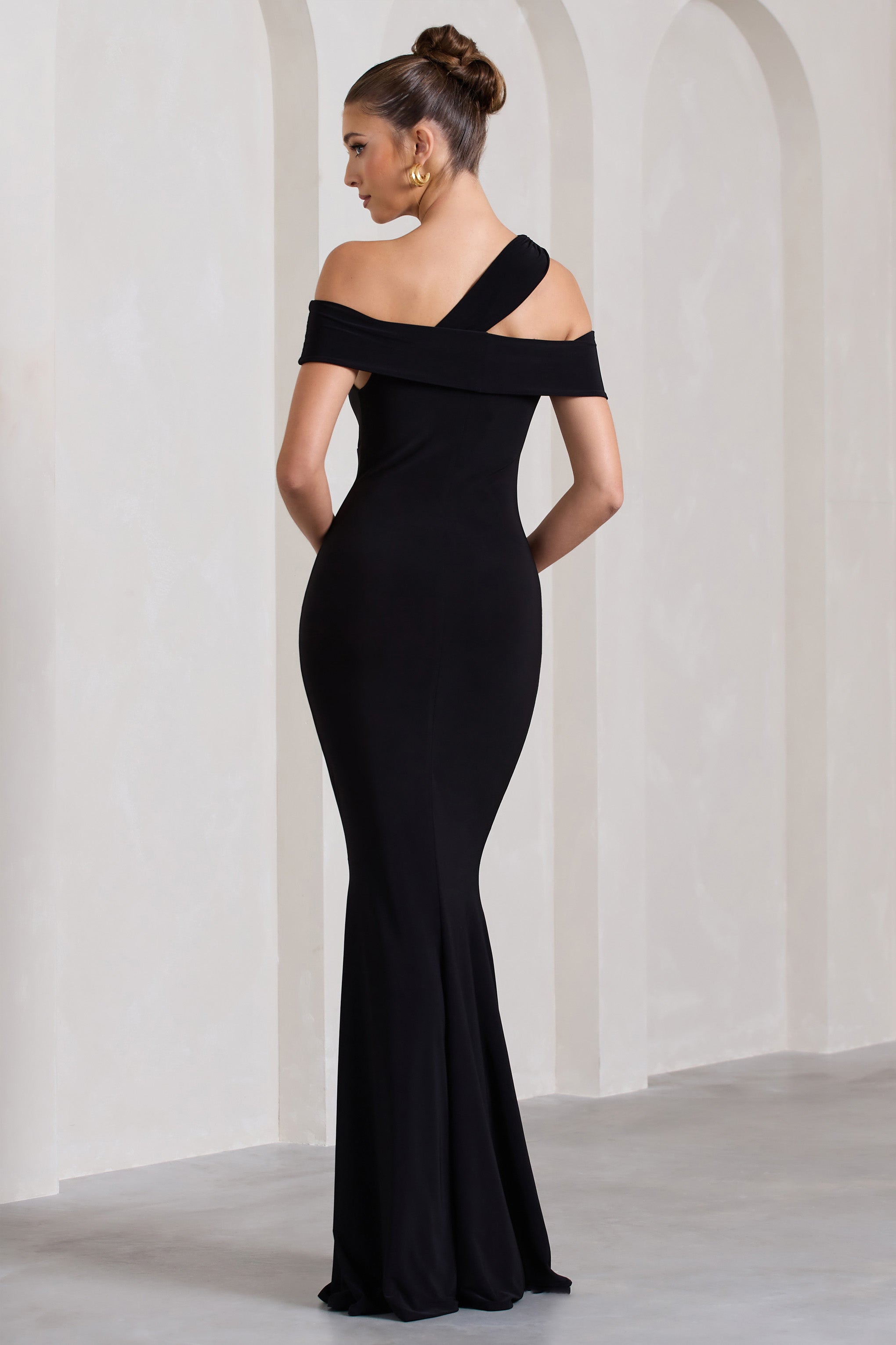 Captivating Black Strappy Asymmetric Cut-Out Maxi Dress