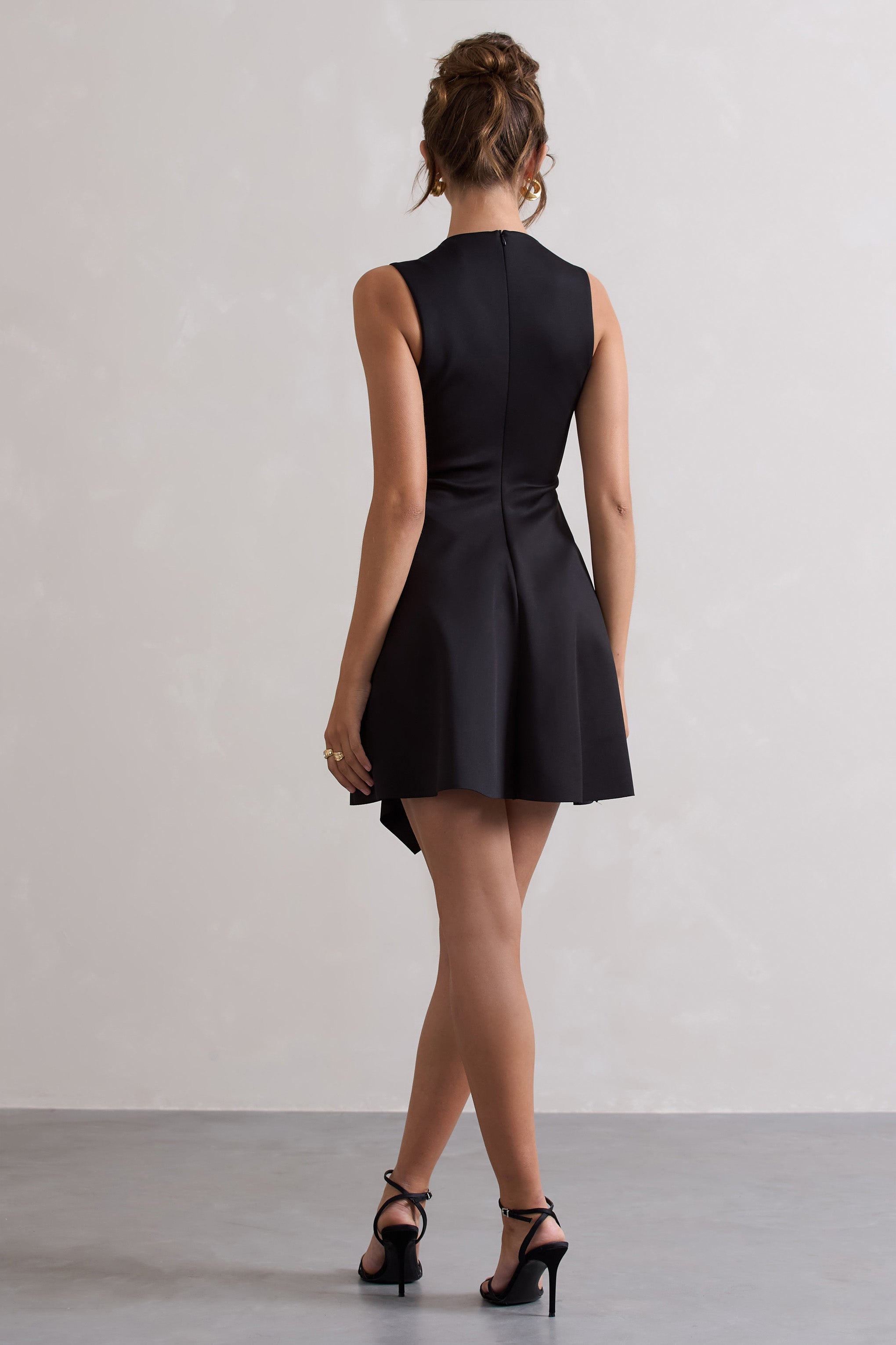 Scout Black Sleeveless Draped Hem Mini Dress