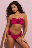 Relaxation Dark Pink Bikini Bottoms With Corsages