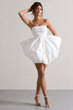 Bladen Cream Bandeau Mini Dress With Detachable Bow Skirt