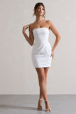 Bladen Cream Bandeau Mini Dress With Detachable Bow Skirt
