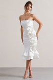 Concept Cream Bandeau Ruffle Midi Dress