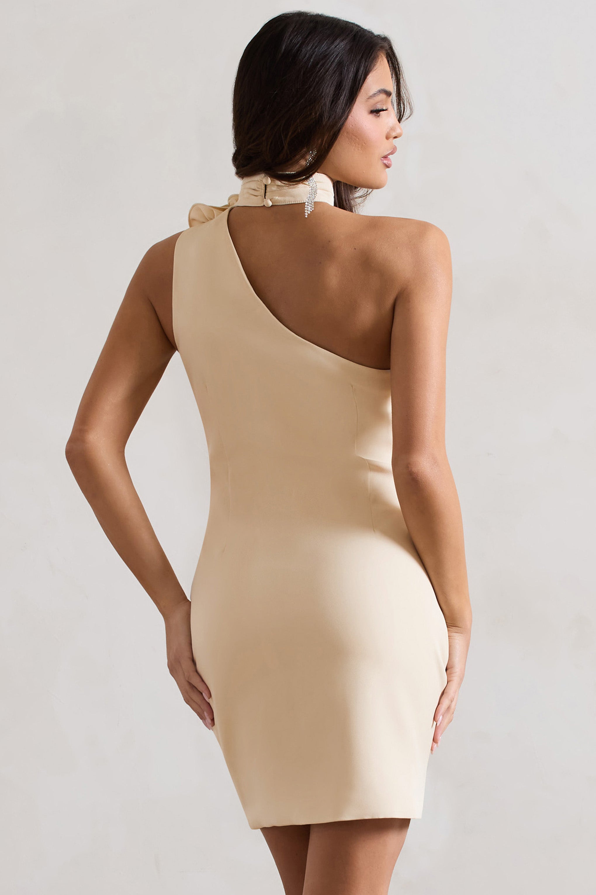 The Social Lemon Mini Dress With Ruffled Choker