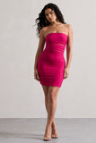 Indie Dark Pink Bodycon Bandeau Mini Dress With Cut-Outs