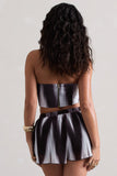 Tempo Black Print Plisse Sweetheart Crop Top