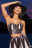 Tempo Black Print Plisse Sweetheart Crop Top