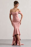 Cotillion Blush Sweetheart High-Low Maxi Dress With Ruffle Hem