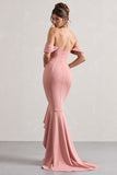 Cotillion Blush Sweetheart High-Low Maxi Dress With Ruffle Hem