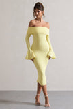 Emma Lemon Bardot Flared-Sleeve Midi Dress