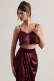 Fawn Plum Satin Cami Crop Top