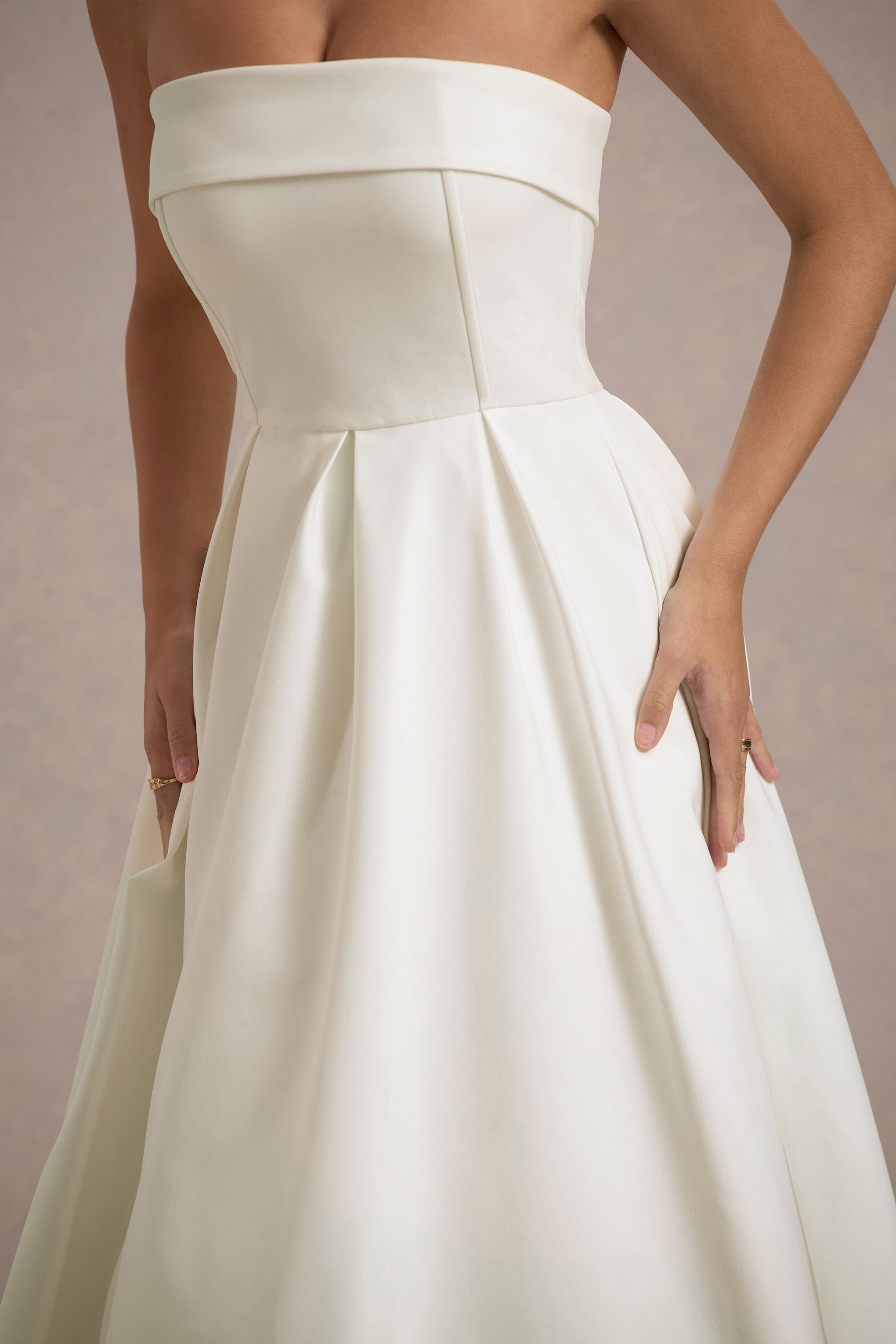 Annalise Ecru Bandeau Skater Midi Dress