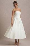 Annalise Ecru Bandeau Skater Midi Dress