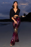 Carnival Pink & Gold Sequin Flared-Leg Trousers