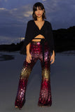 Carnival Pink & Gold Sequin Flared-Leg Trousers
