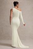 Contradiction Cream One-Sleeve Asymmetric Maxi Dress