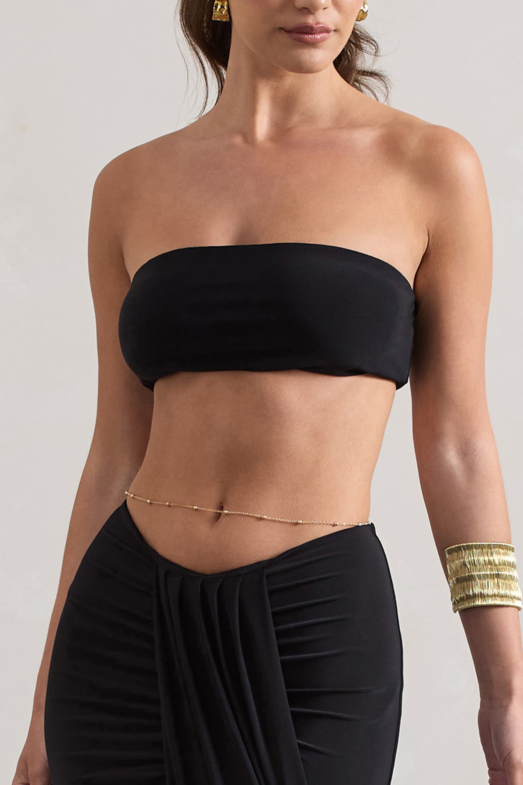Vada Black Bandeau Crop Top