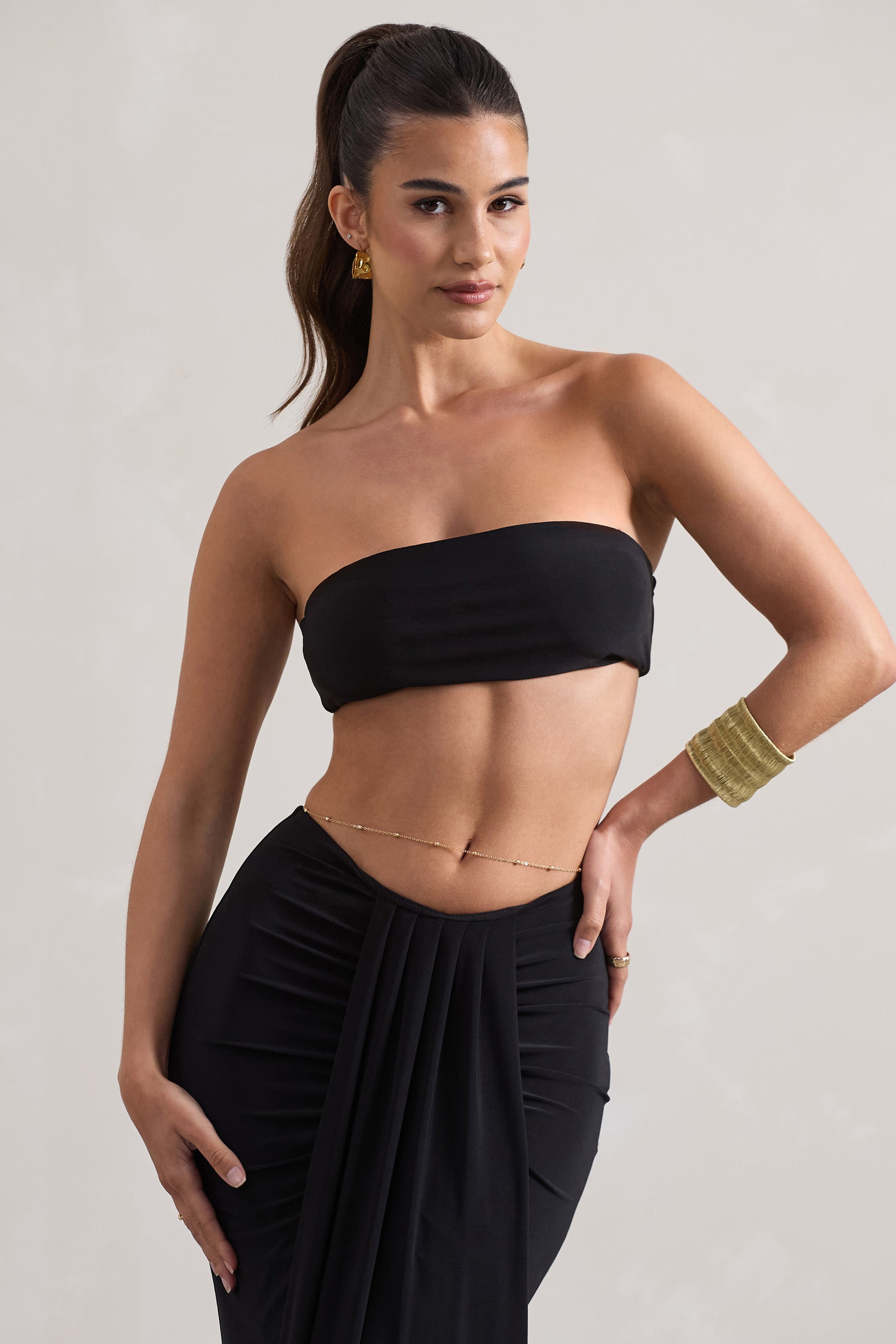 Vada Black Bandeau Crop Top