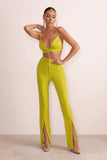 Checked Out Yellow Split Front Pants
