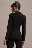 Unbeaten Black Plunge Corset Waist Blazer