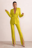 Checked Out Yellow Split Front Pants