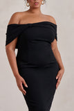 Alyssa Black Bardot Bow Detail Midi Dress