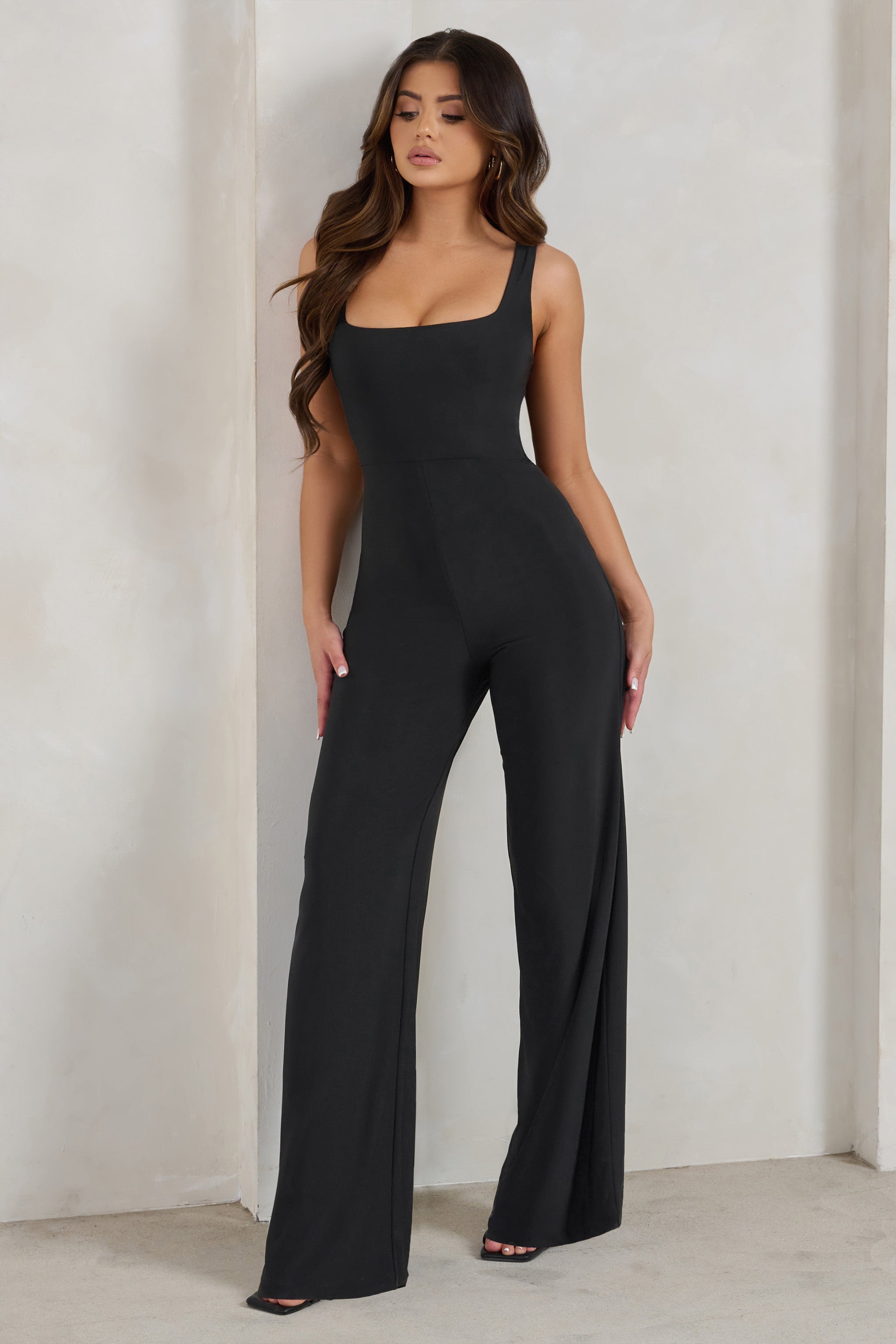 Toni Black Square Neck Sleeveless Jumpsuit
