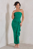 Fleur Green Bandeau Ruffle Maxi Dress