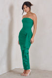 Fleur Green Bandeau Ruffle Maxi Dress
