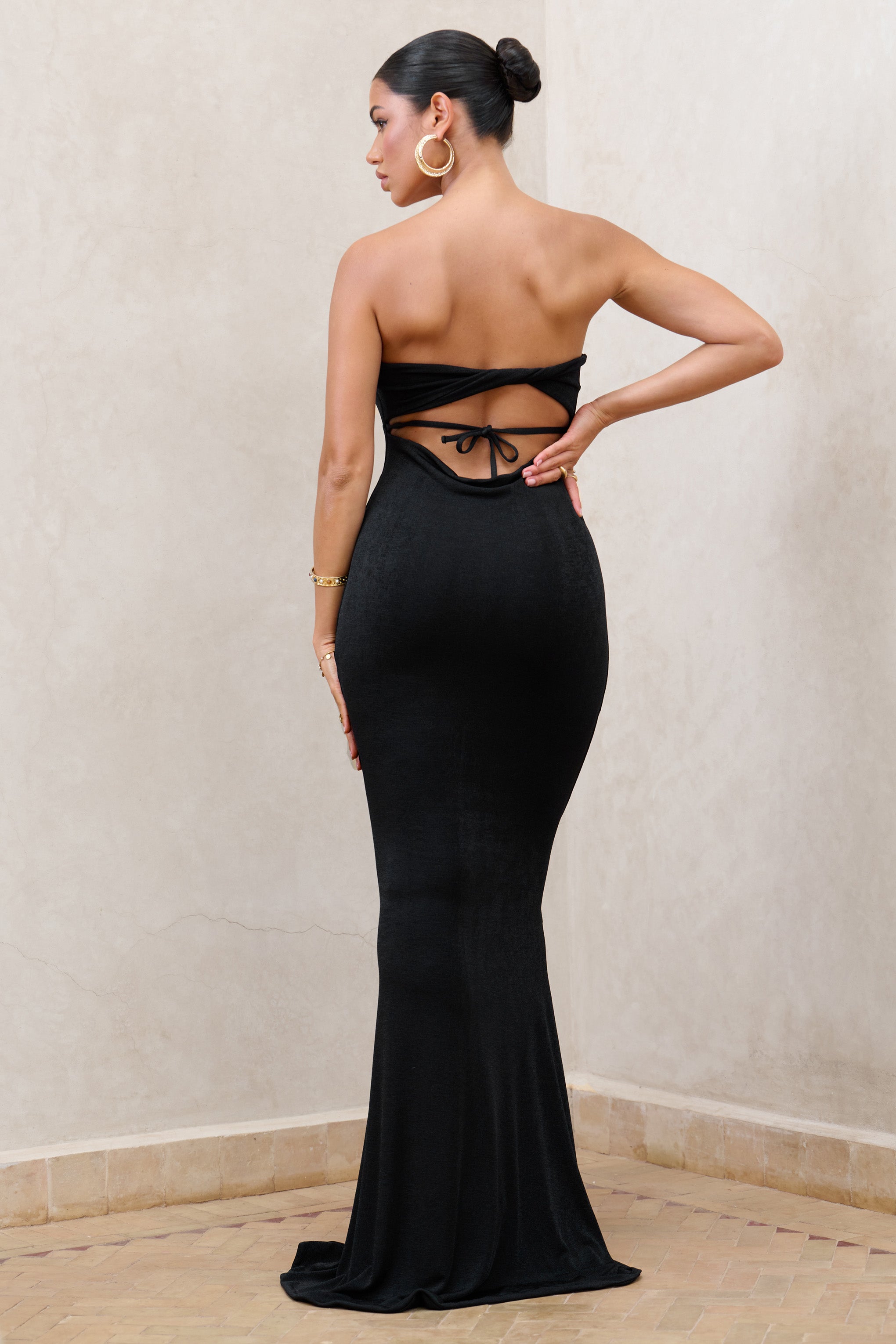Wild Fantasy Black Bandeau Sweetheart Maxi Dress