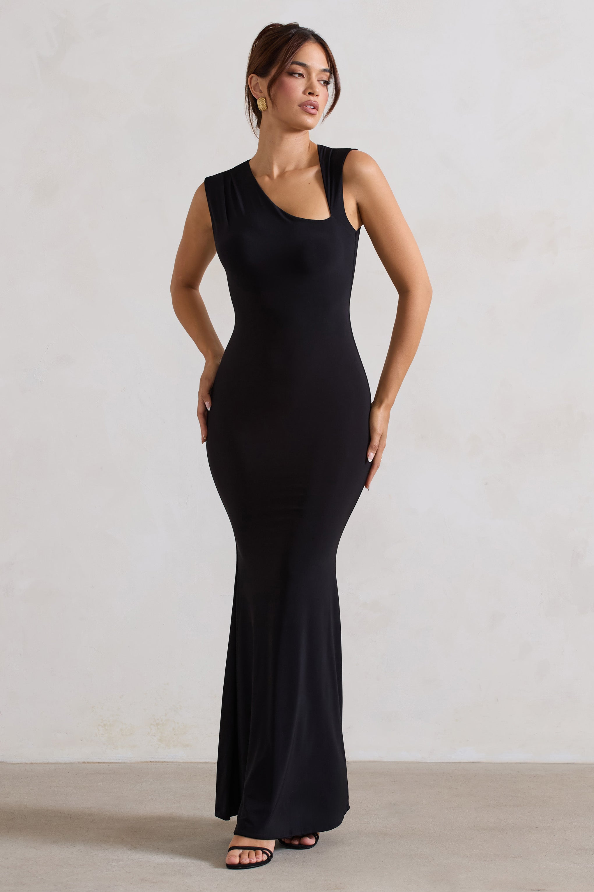 Behind The Scenes Black Sleeveless Cut-Out Maxi Dress