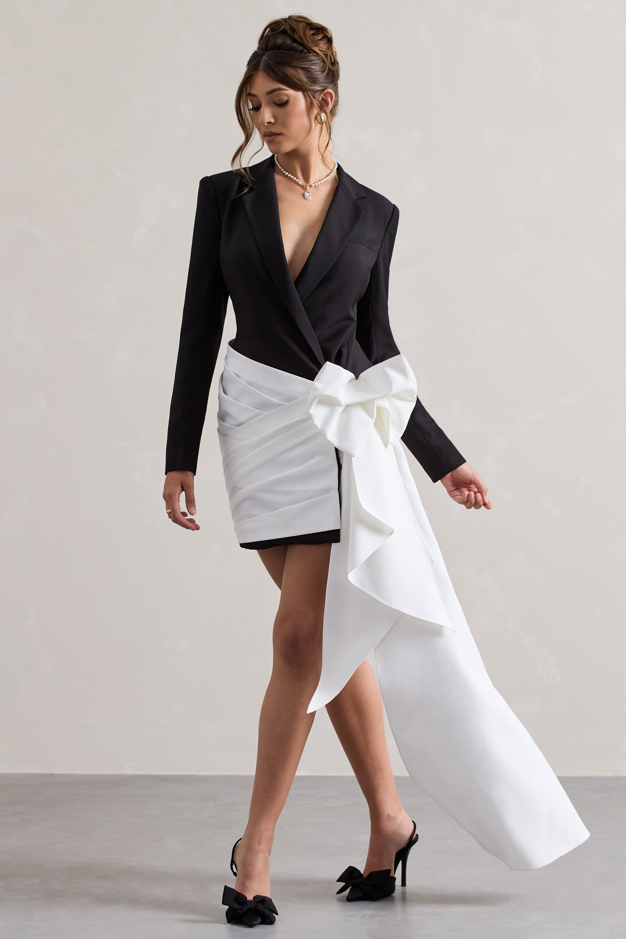 Capital Black Tailored Blazer Mini Dress With Side Drape