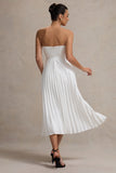 Bordeaux Cream Satin Corset Style Midi Dress