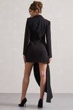 Spiral Black Tailored Blazer Mini Dress With Asymmetric Hem