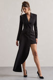 Spiral Black Tailored Blazer Mini Dress With Asymmetric Hem