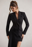 Spiral Black Tailored Blazer Mini Dress With Asymmetric Hem